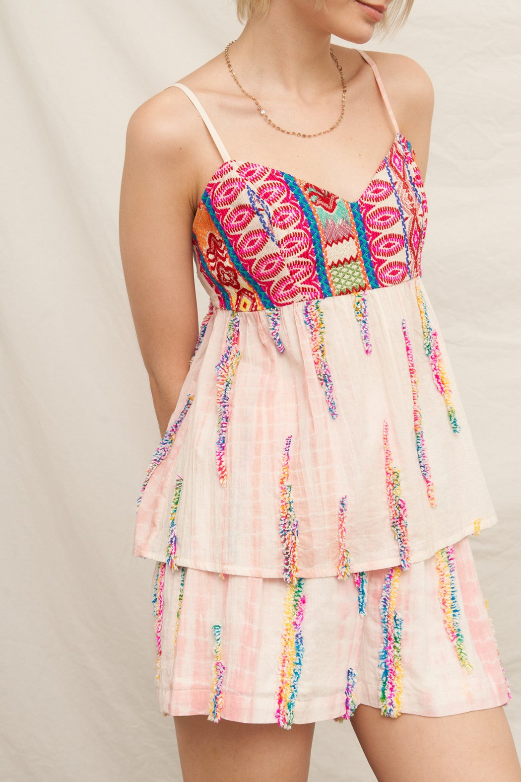 Multicolor Tie-dye Embroidered Tank