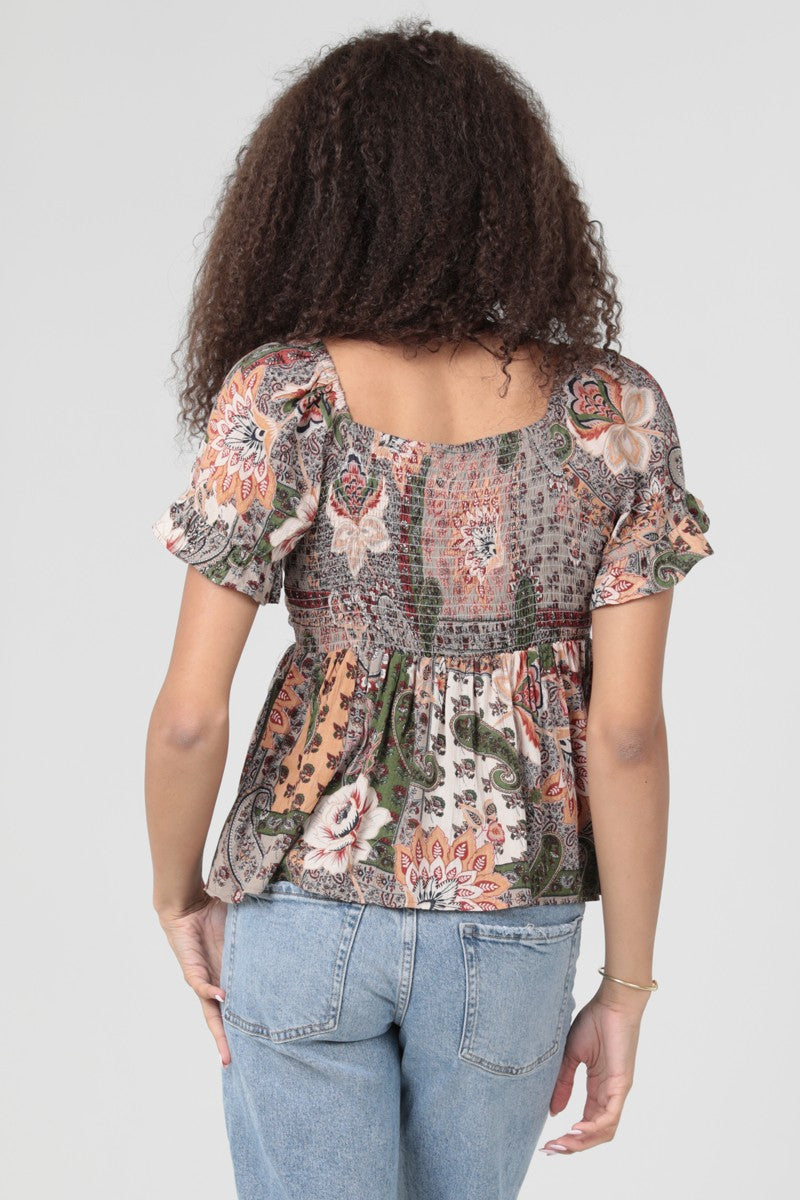 Twist Front Fall Boho Top