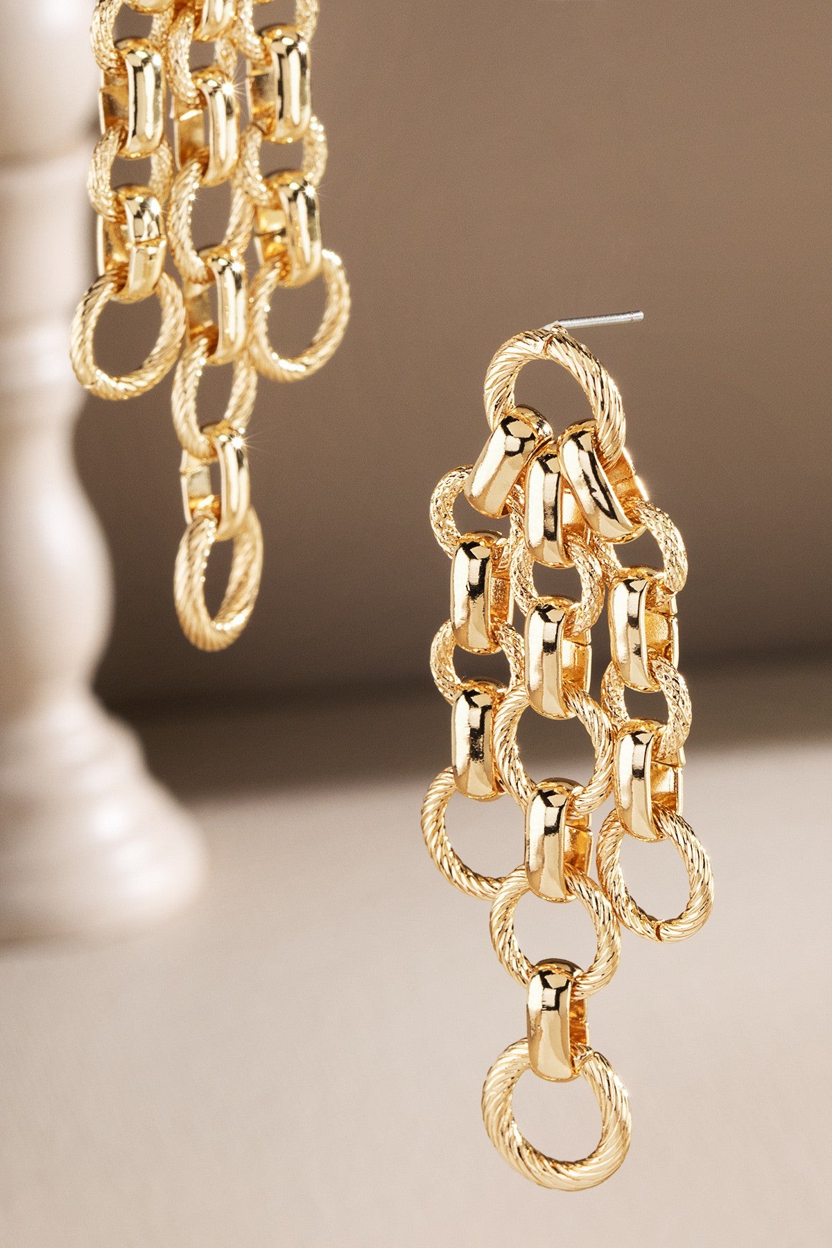 Textured Link Cascade Earrings