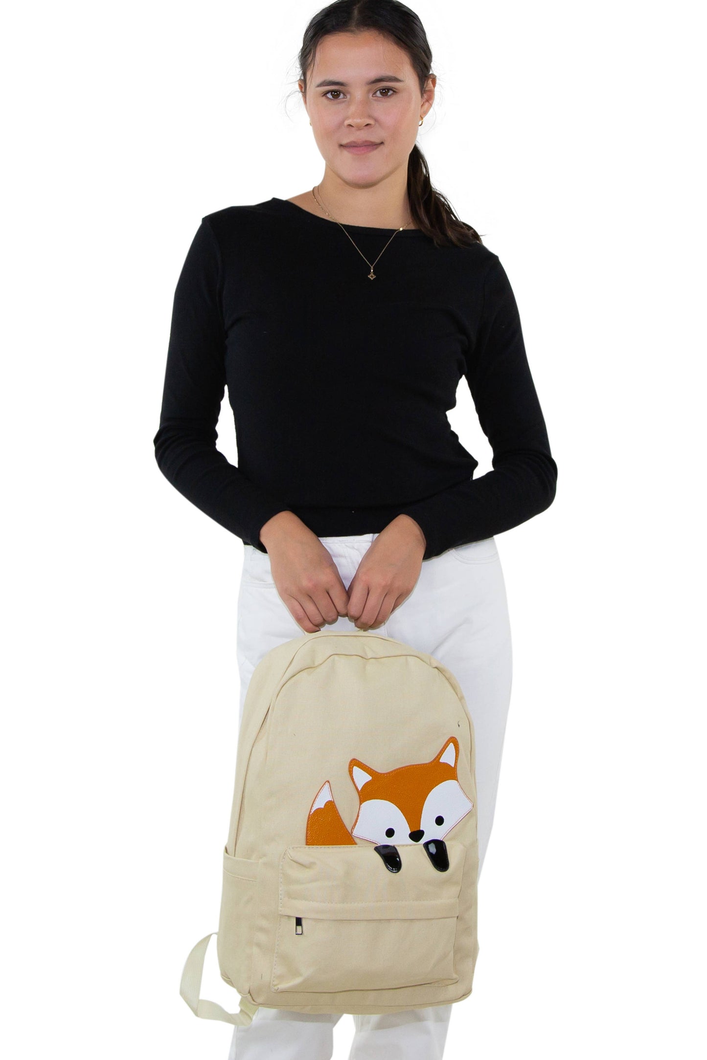 Peeking Baby Fox Canvas Backpack