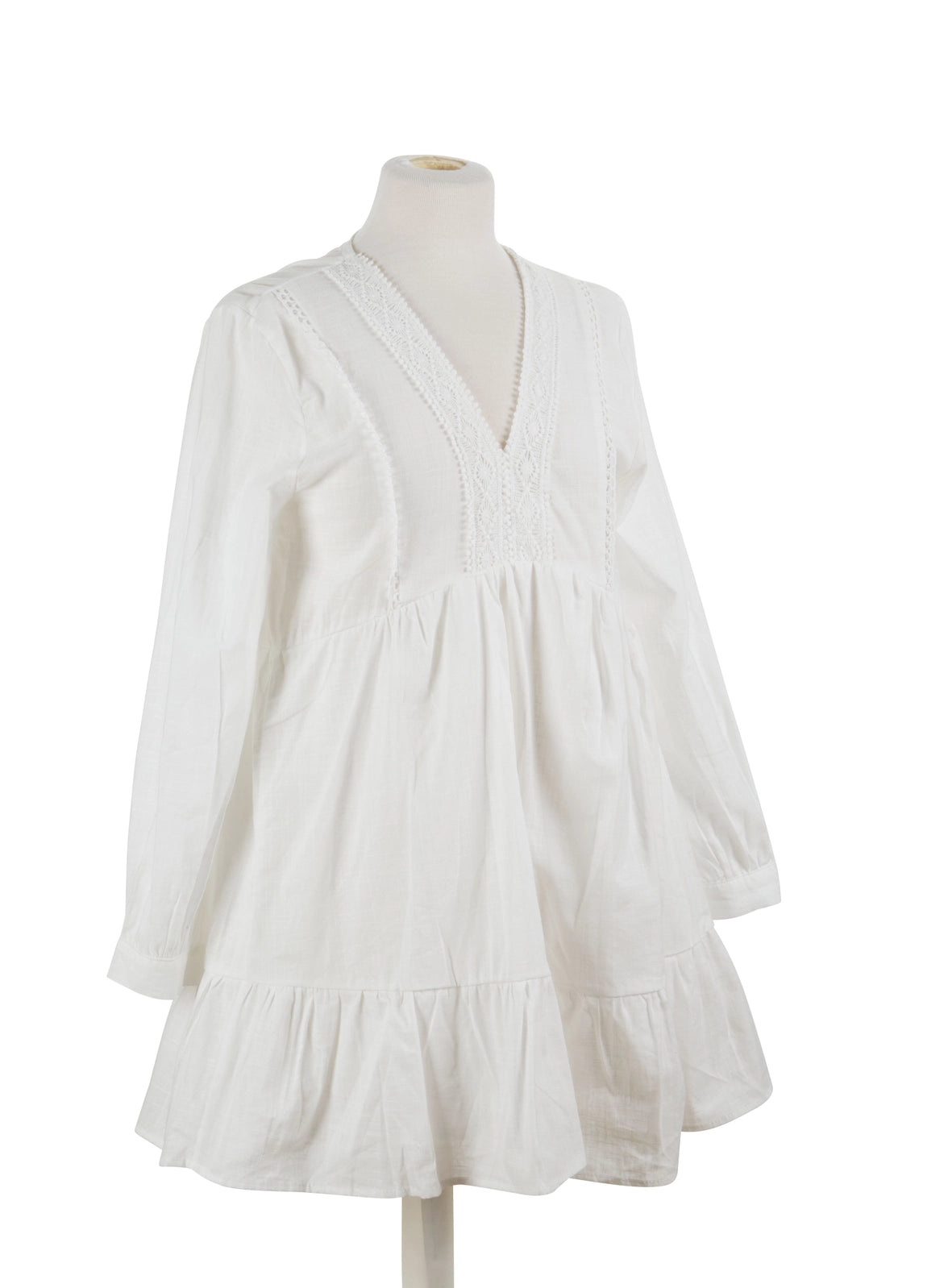 100% Cotton V-Neck Babydoll Dress