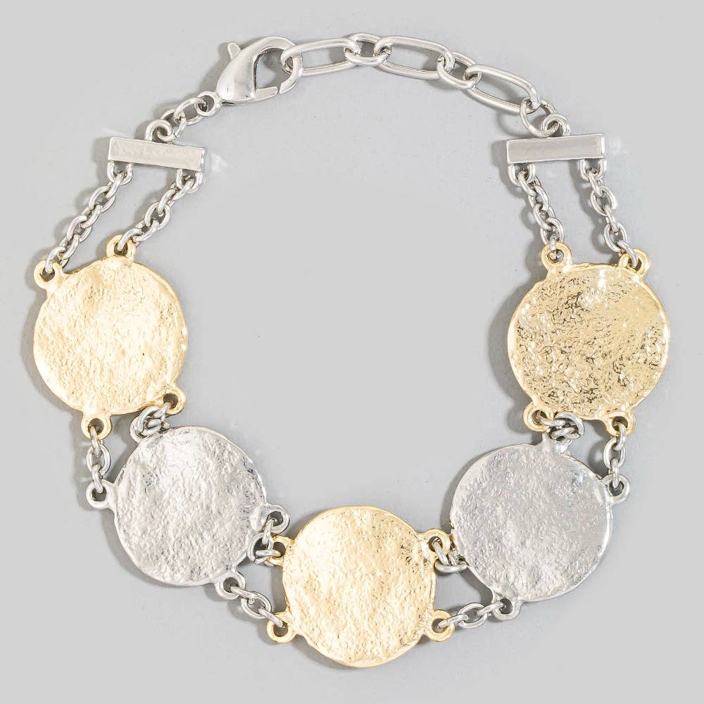 Textured Coins Chain Bracelet