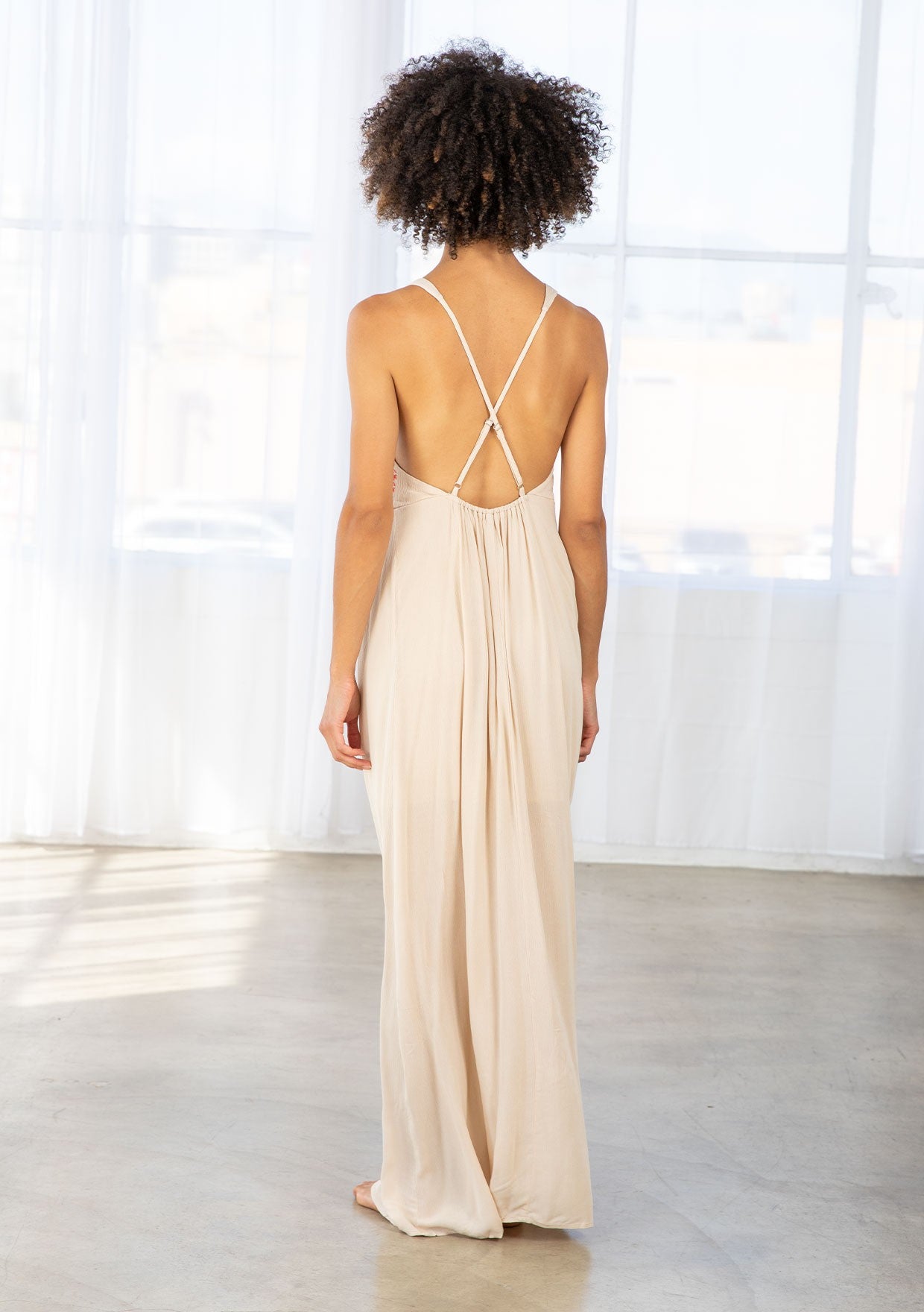 Embroidered Cross Back Maxi