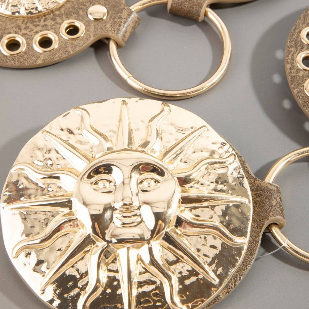 Gold Sun Concho Ring Chain Belt