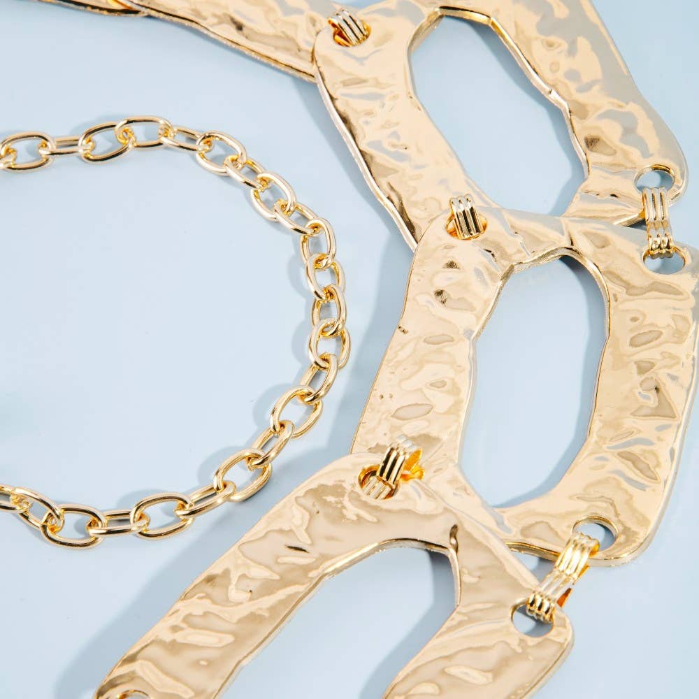 Hammered Rectangle Chain Link Chain Belt