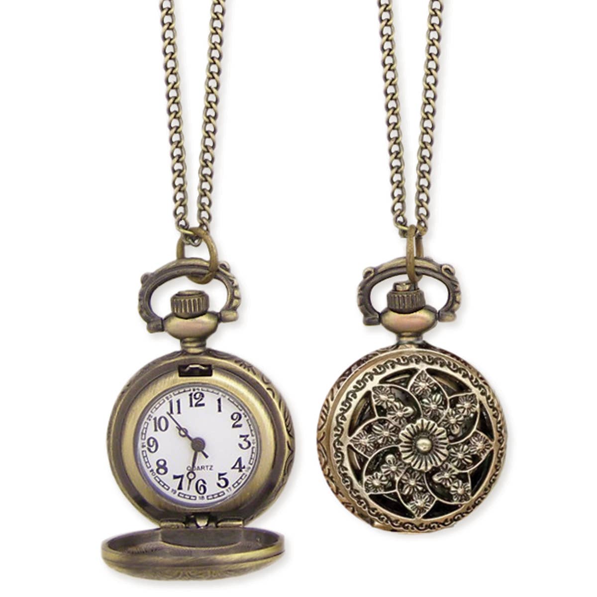 Flower Bloom Gold Pocket Watch Necklace