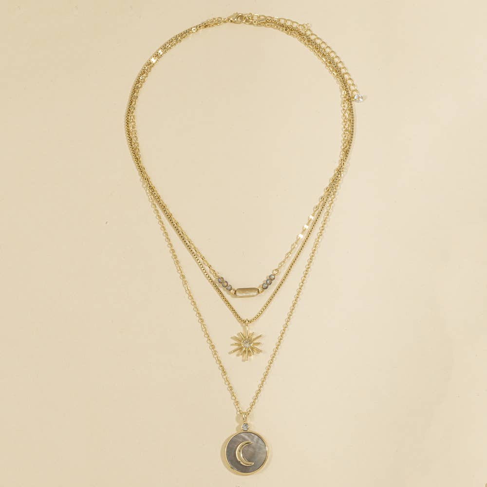 Layered Mother of Pearl Moon & Star Necklace