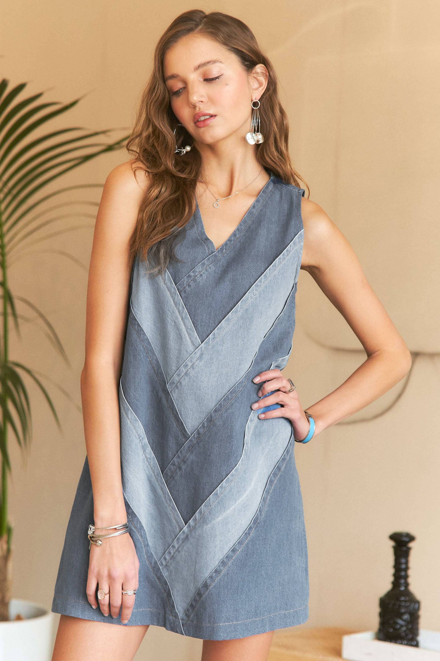 Colorblock Denim Dress