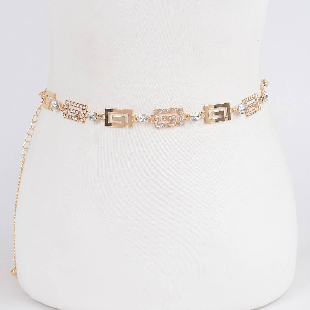 Rhinestone Metal Chain Belt