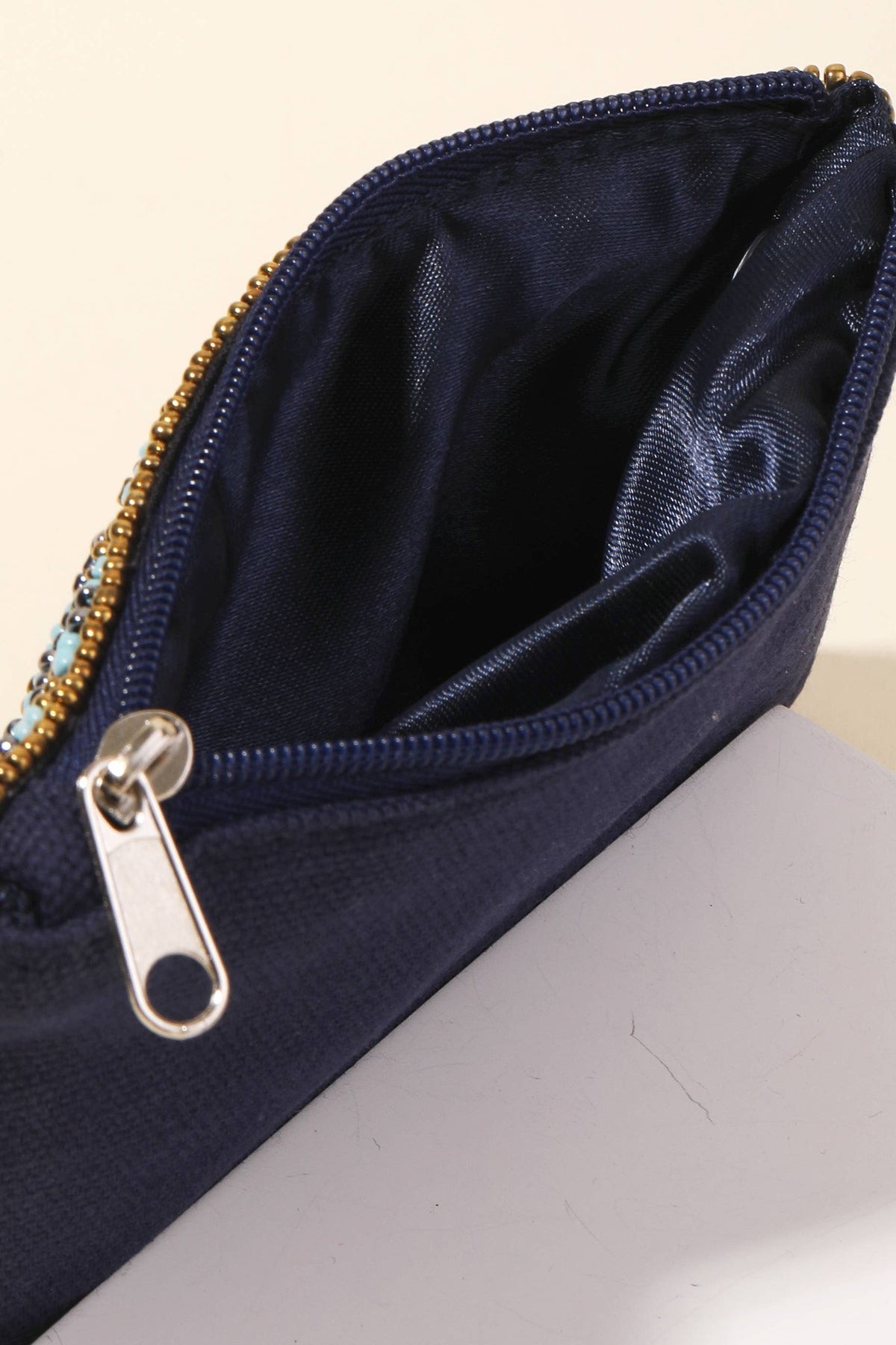 Blue Seed Beaded Evil Eye Coin Purse