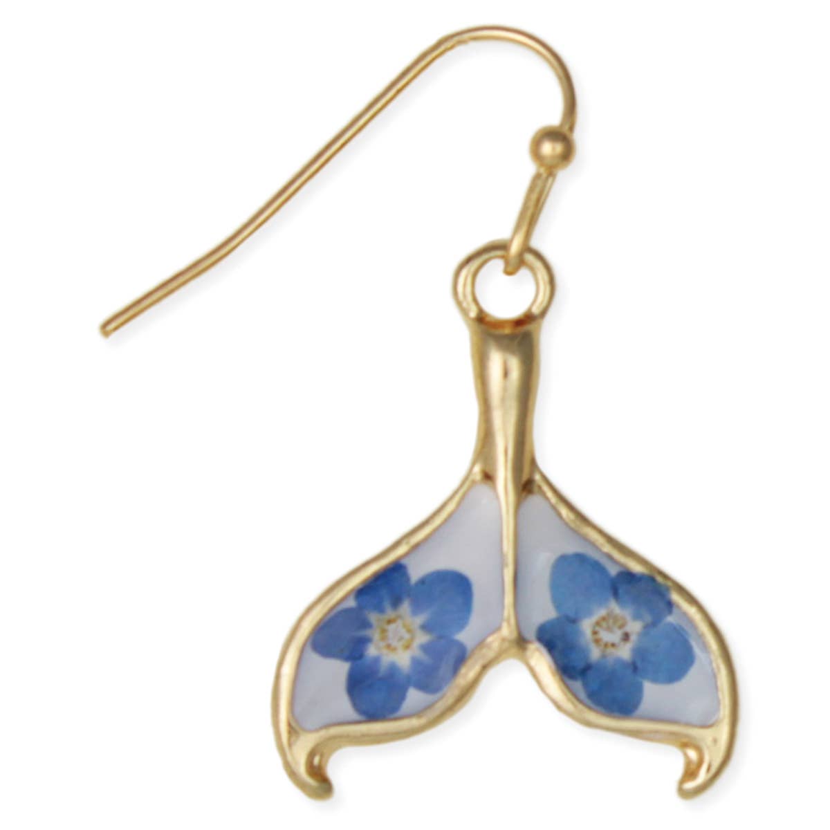 Ocean Blue Dried Flower Mermaid Tail Earrings
