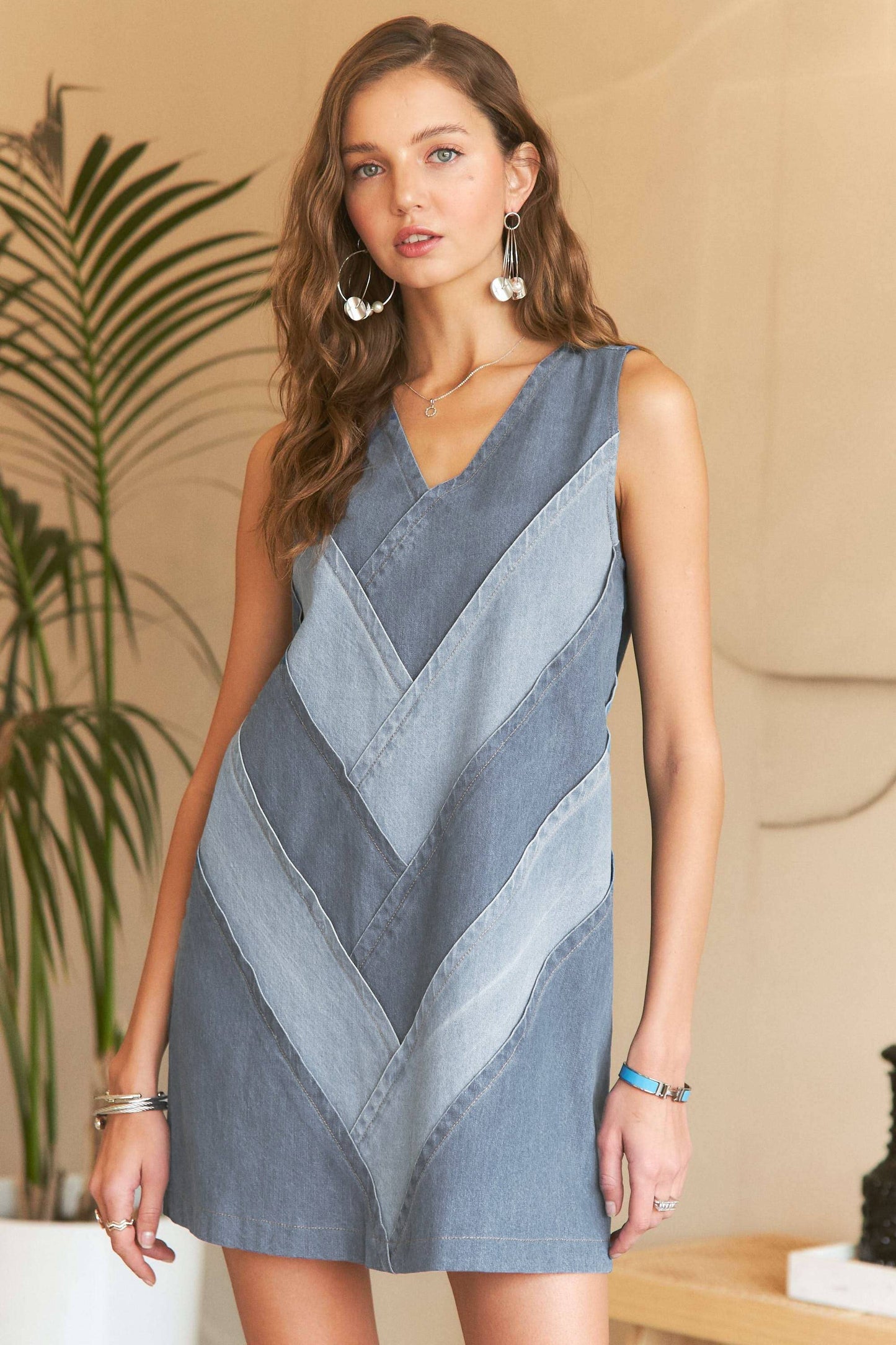 Colorblock Denim Dress