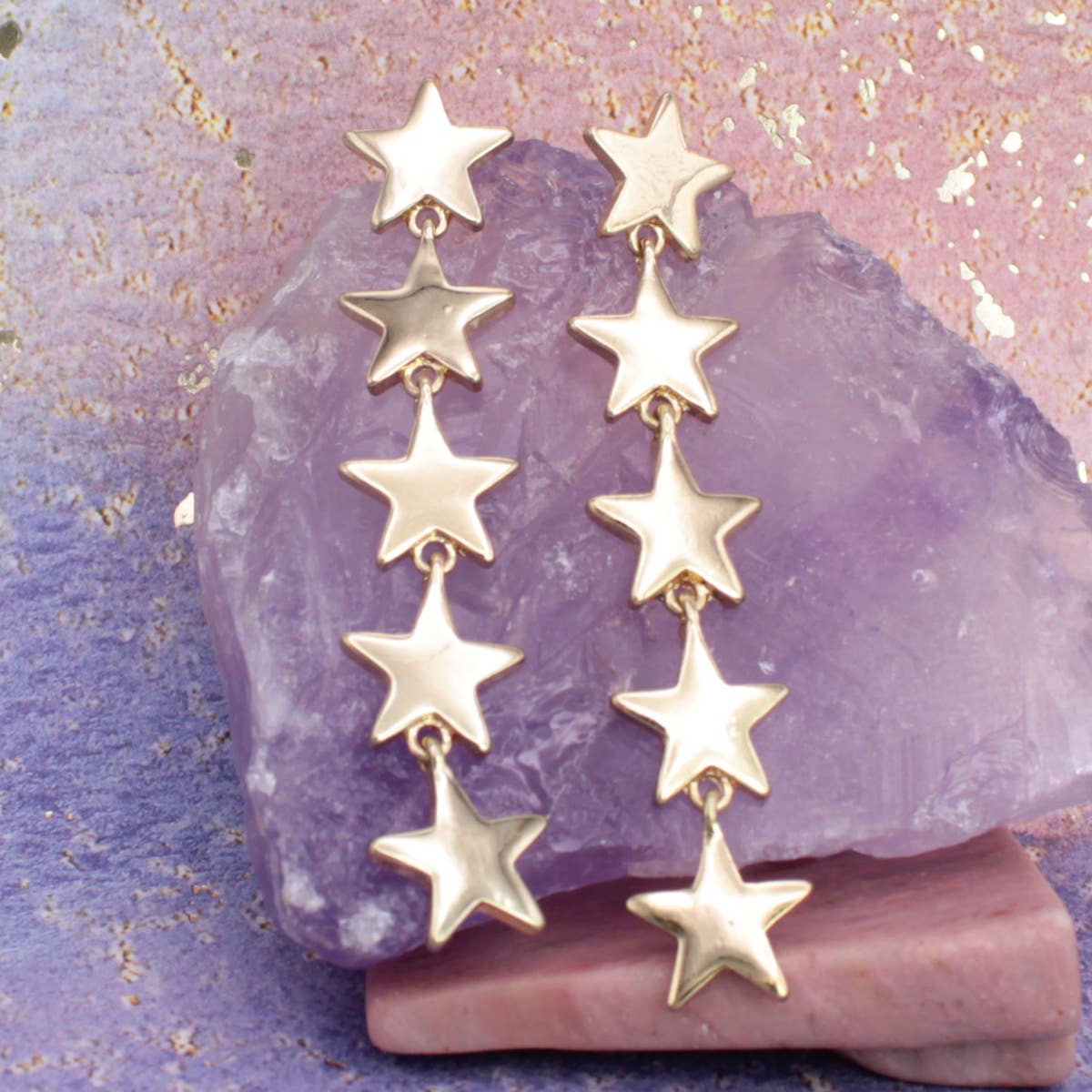 Gold Stars Linear Post Earrings