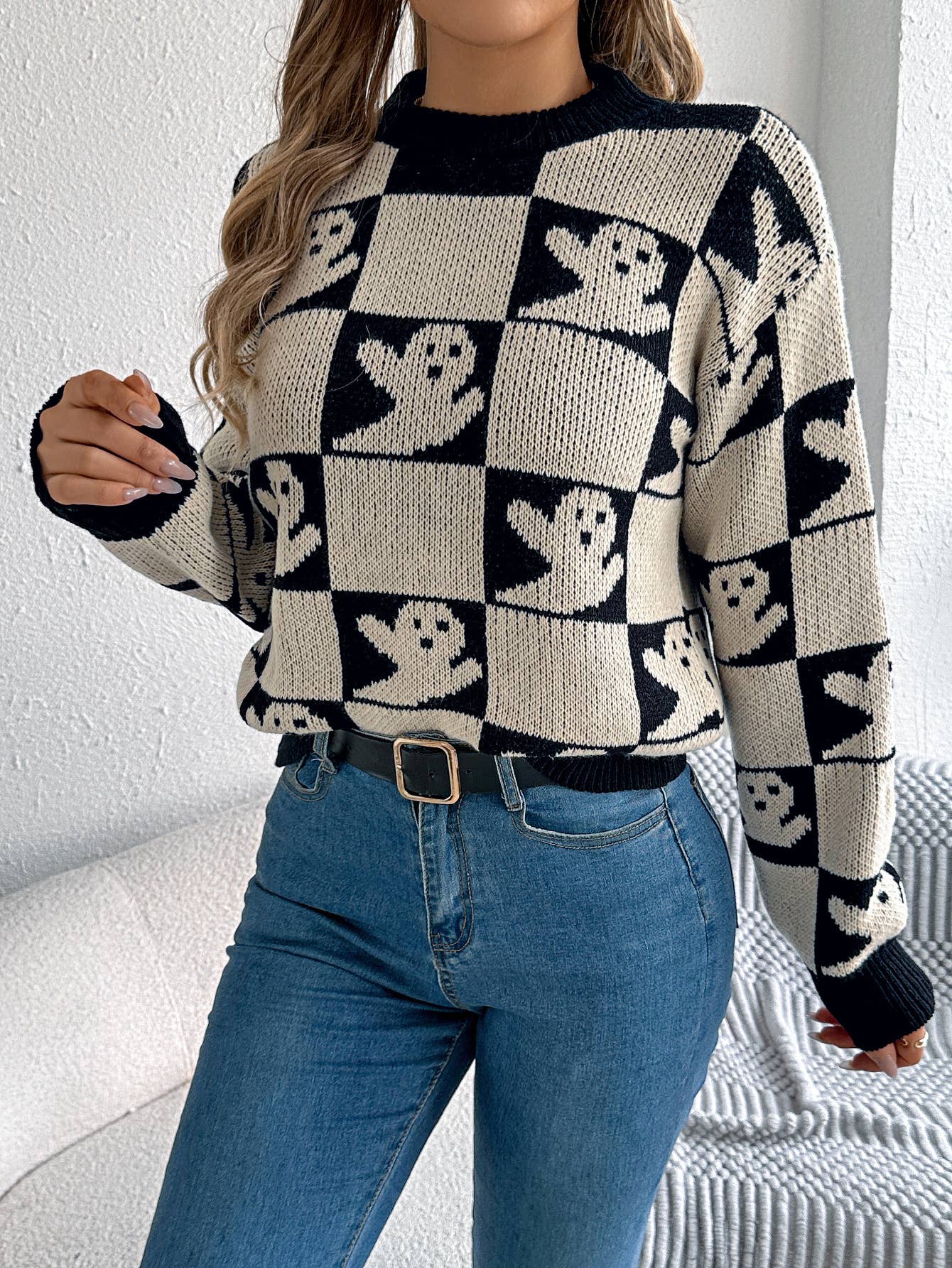 Checkered Ghost Sweater