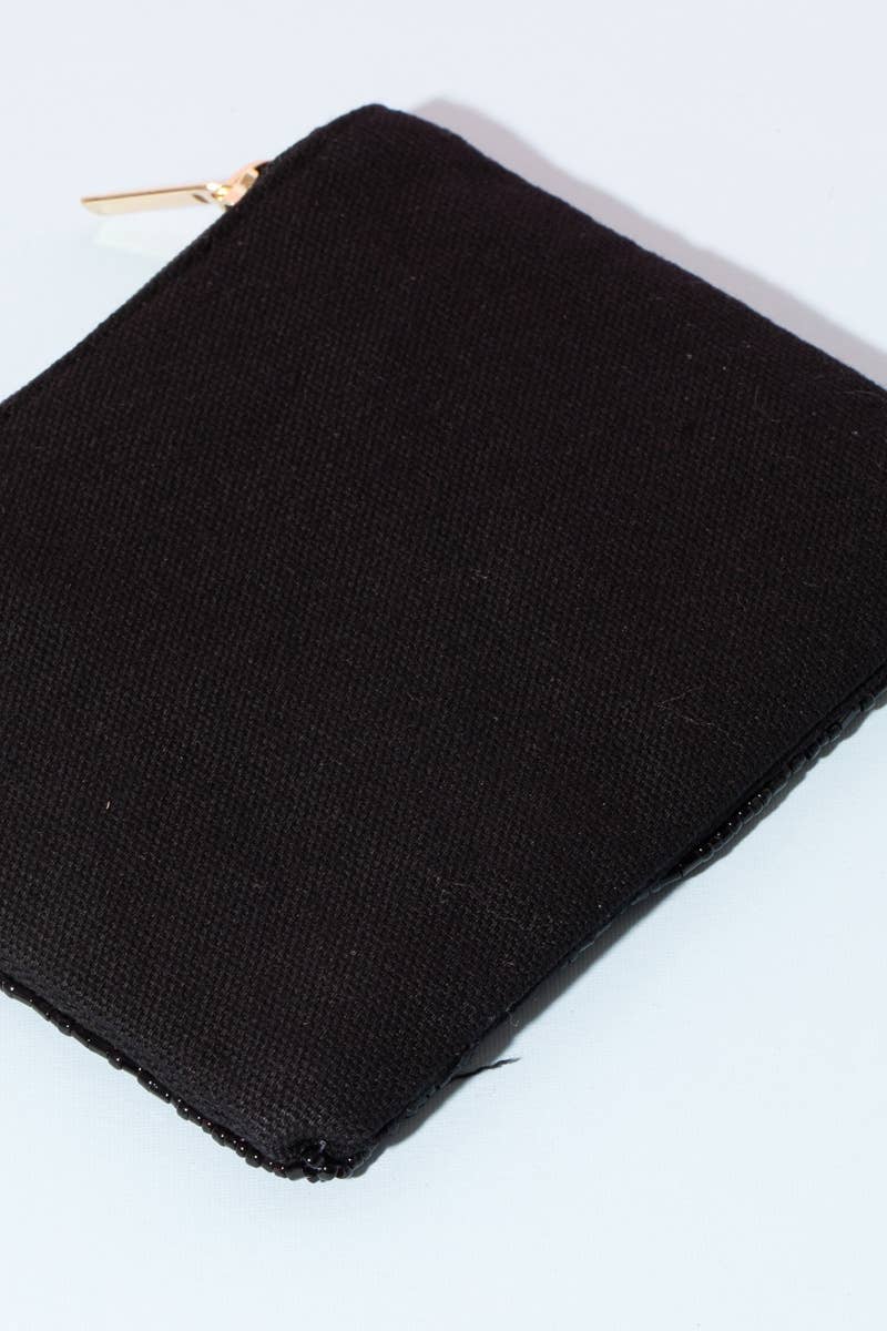 Cash Print Beaded Coin Purse