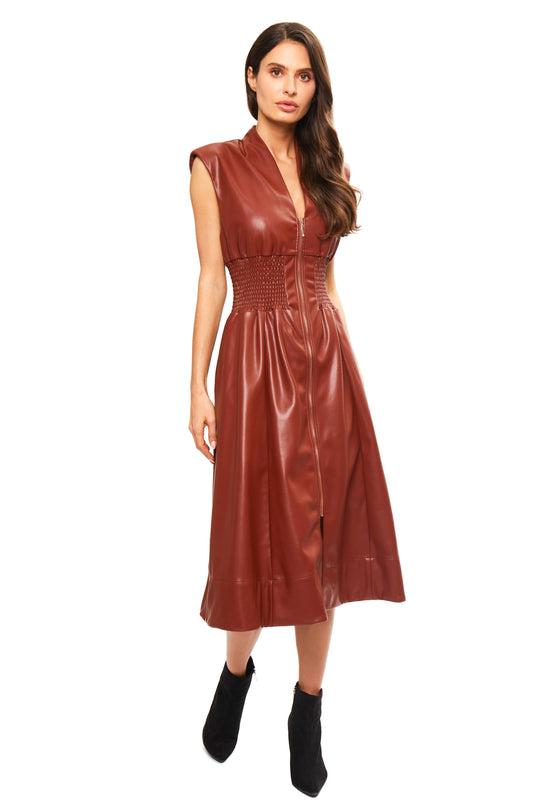 Vegan Leather Sleeveless Dress