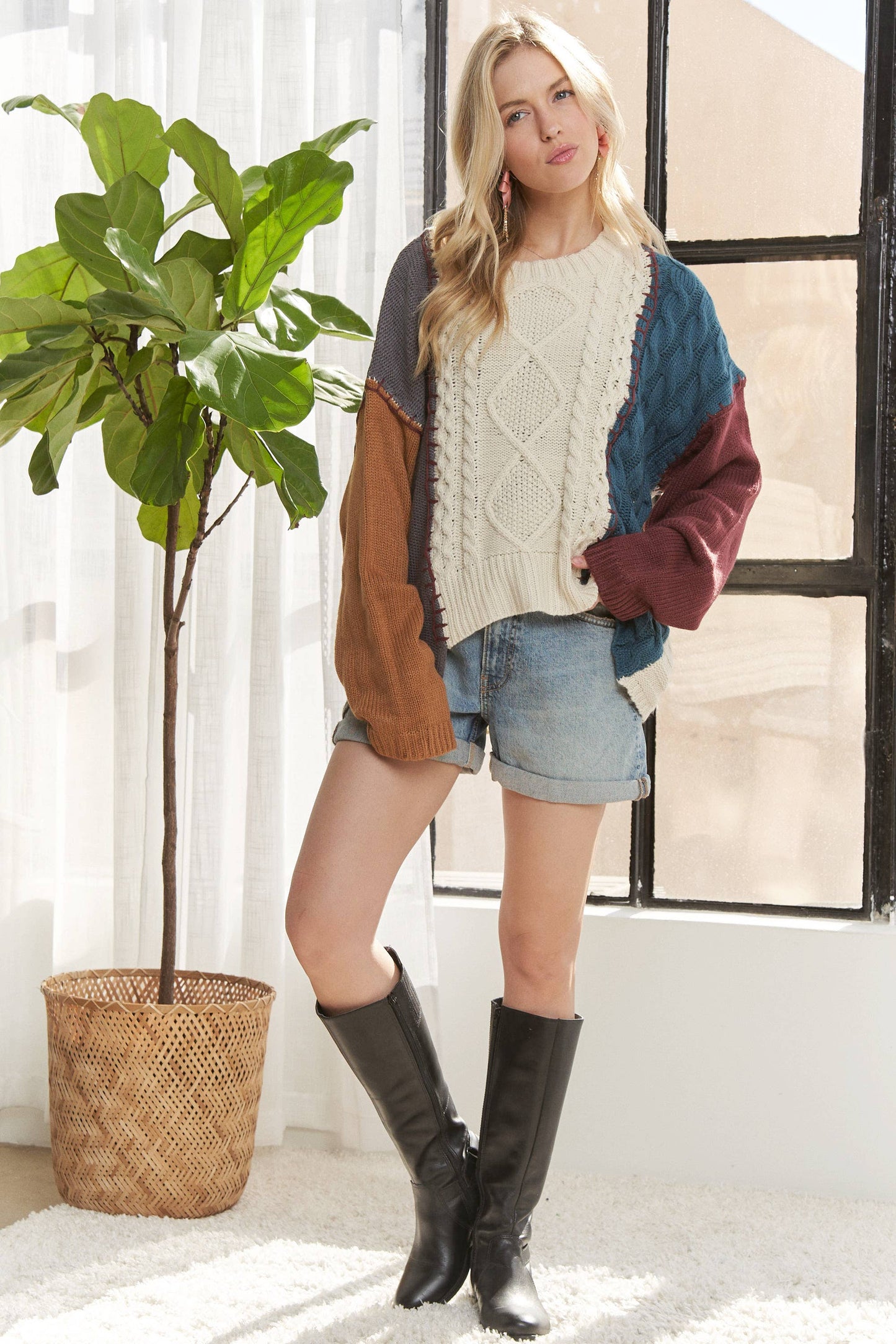 Fall Colorblock Sweater Top