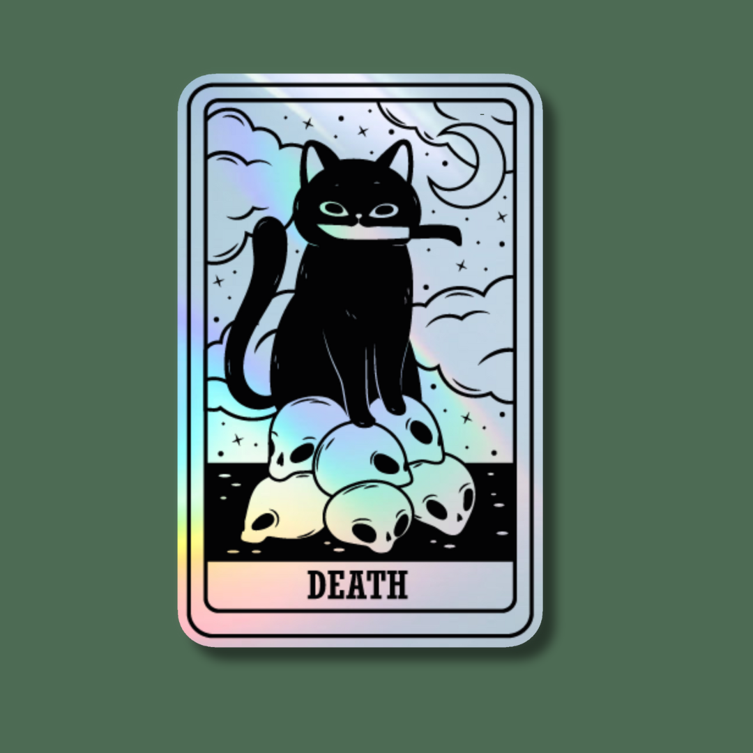 Holographic Sticker- Death Cat Tarot Card