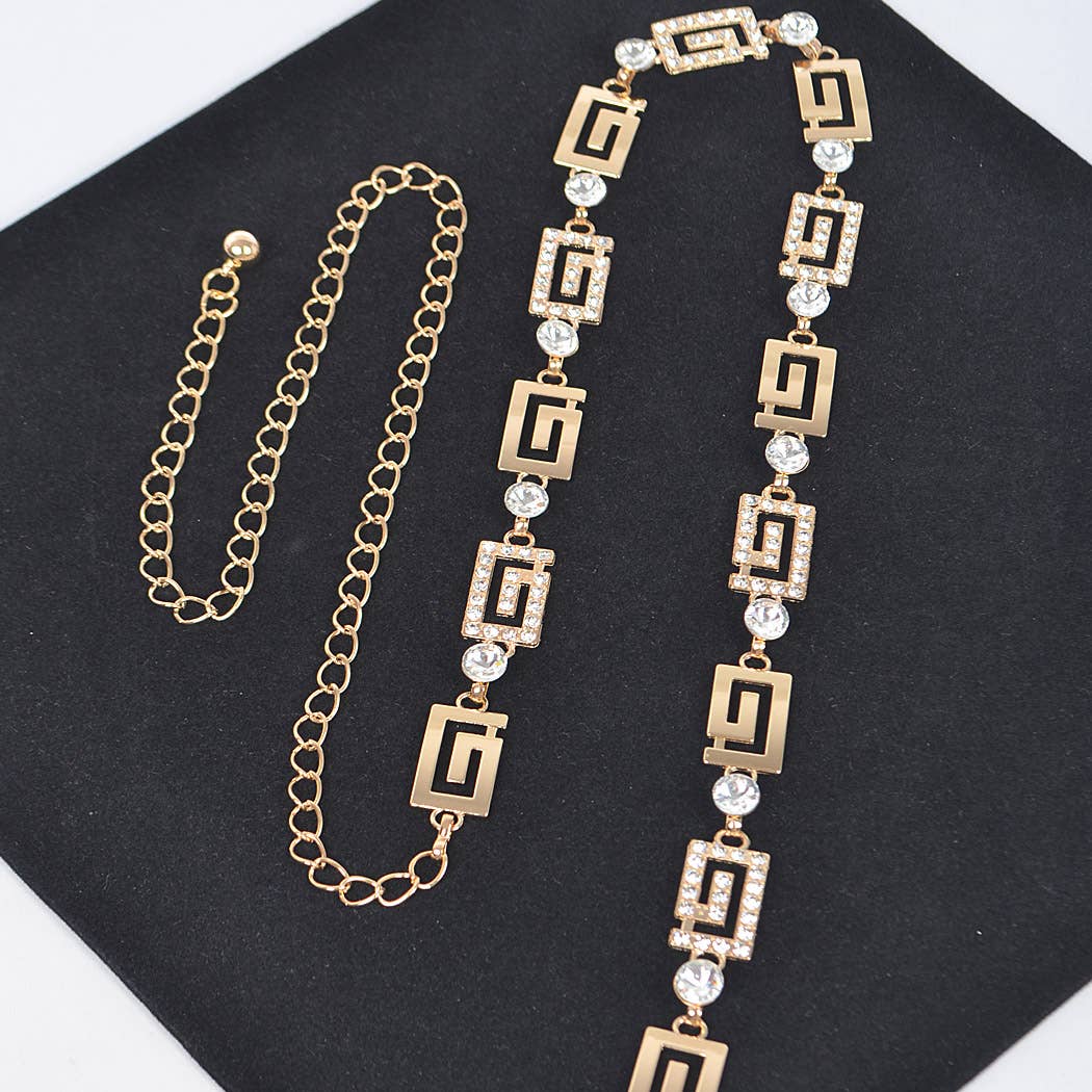 Rhinestone Metal Chain Belt