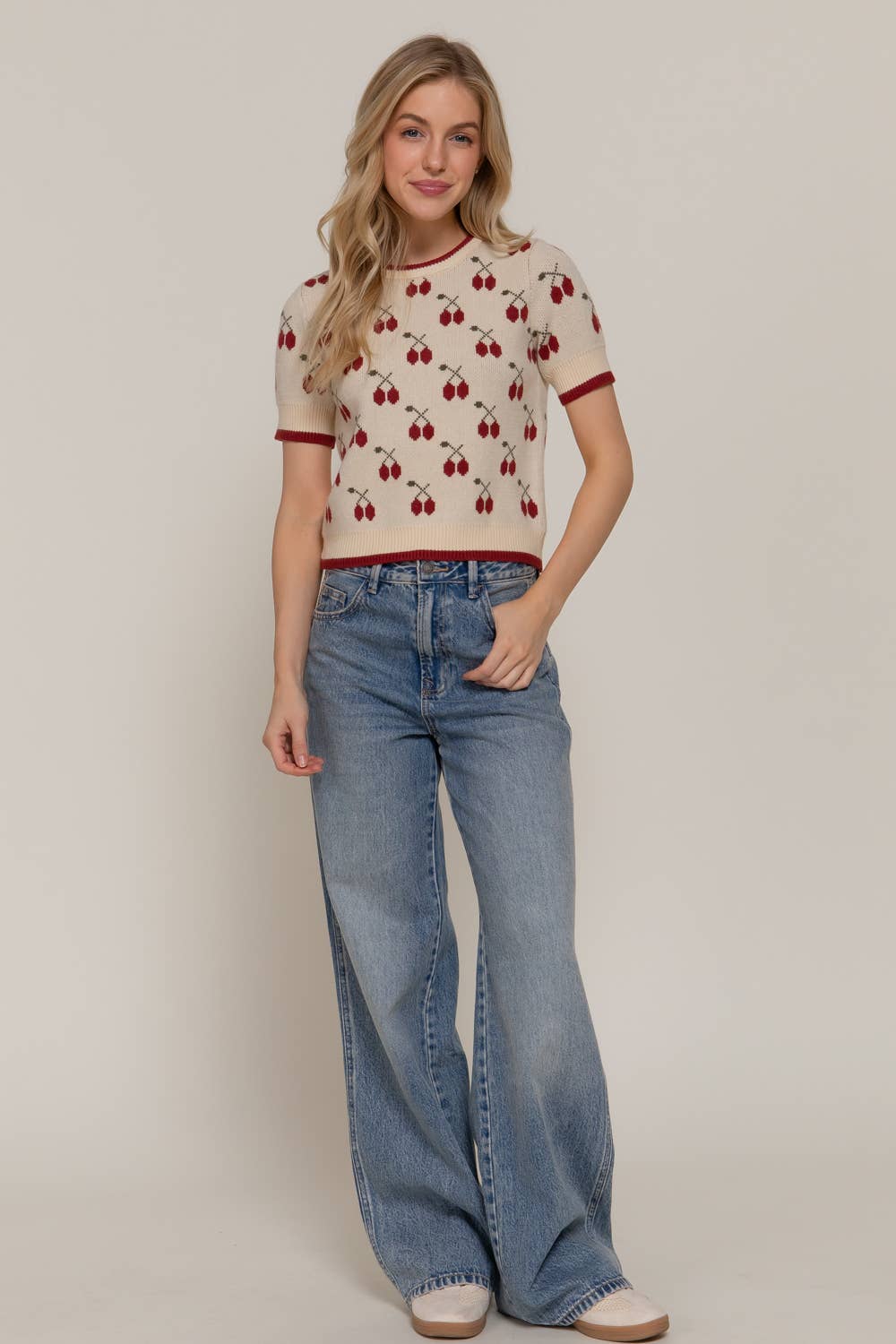 Jacquard Cherry Sweater
