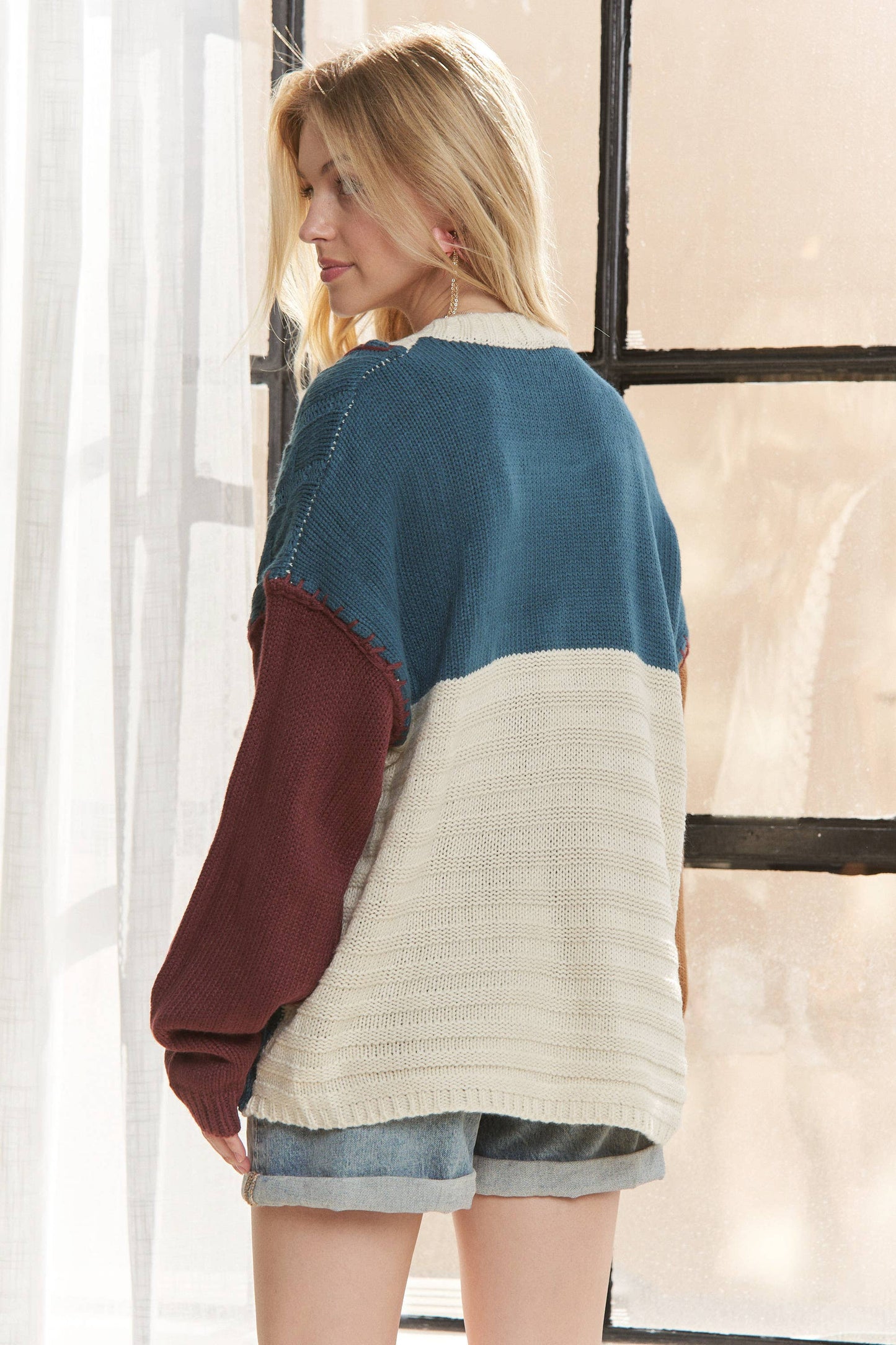 Fall Colorblock Sweater Top