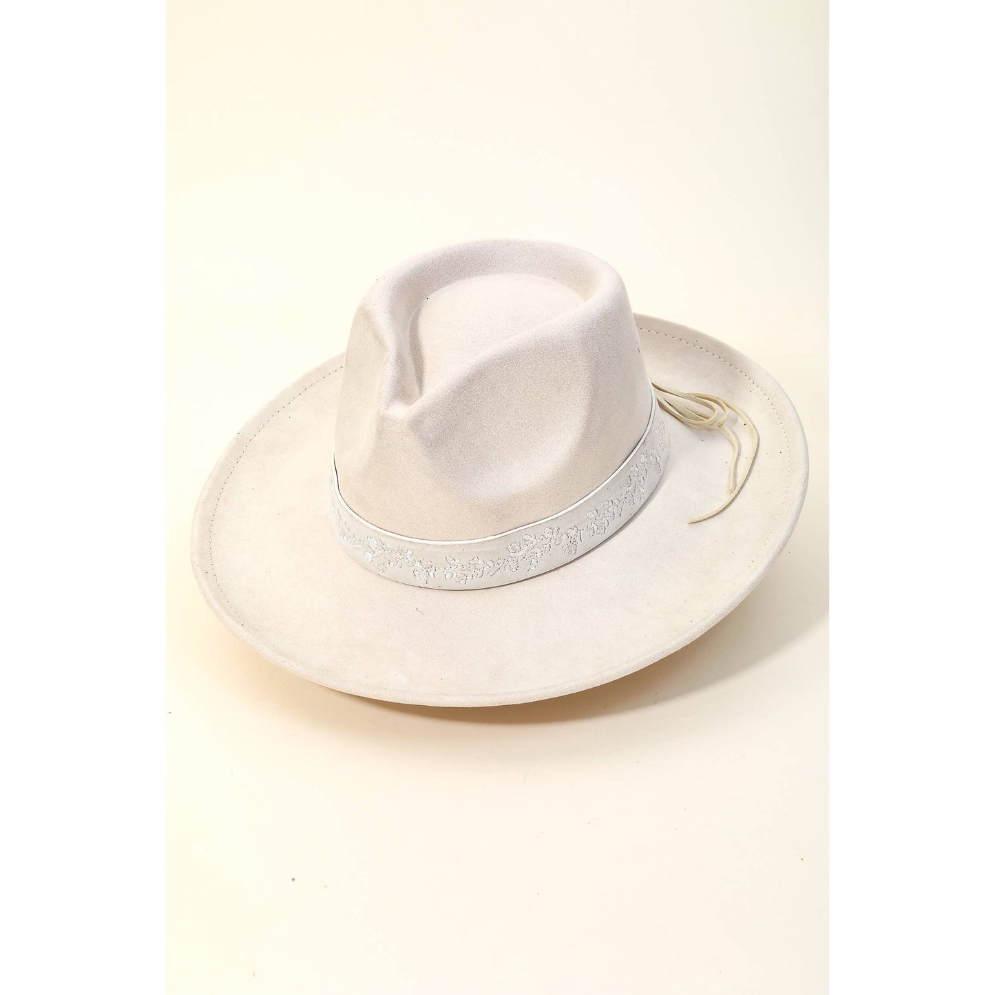Embroidered Flower Strap Fedora
