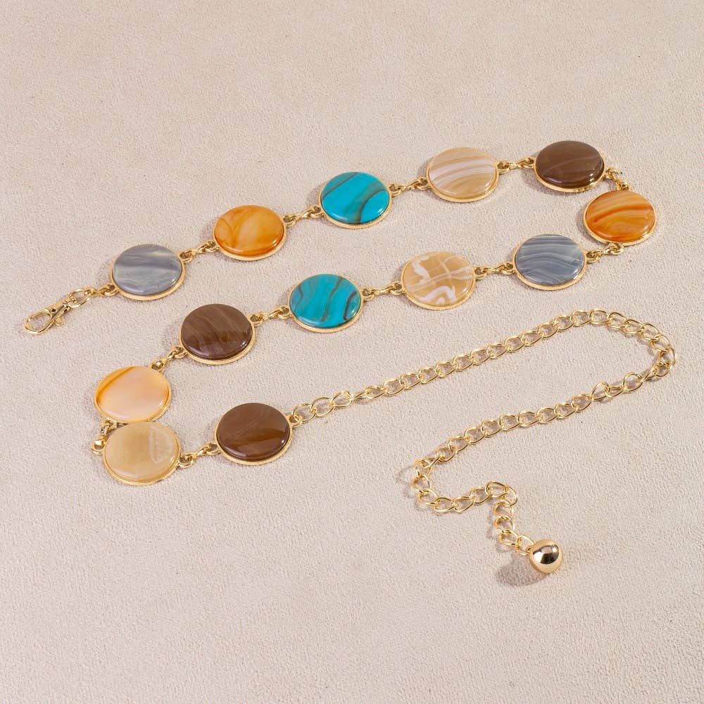 Round Stone Disc Chain Belt