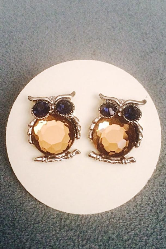 Jeweled Owl Earrings