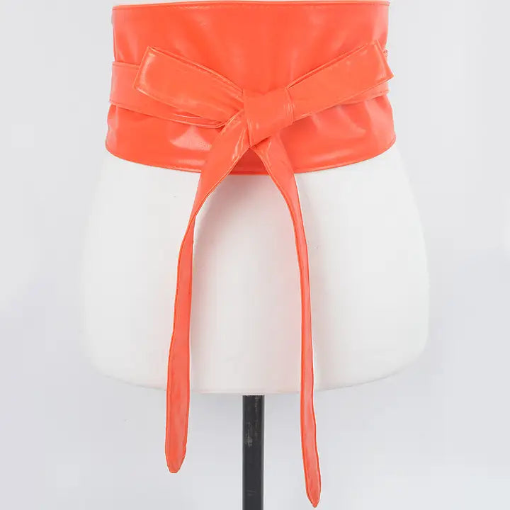 Tie Front PU Leather Belt
