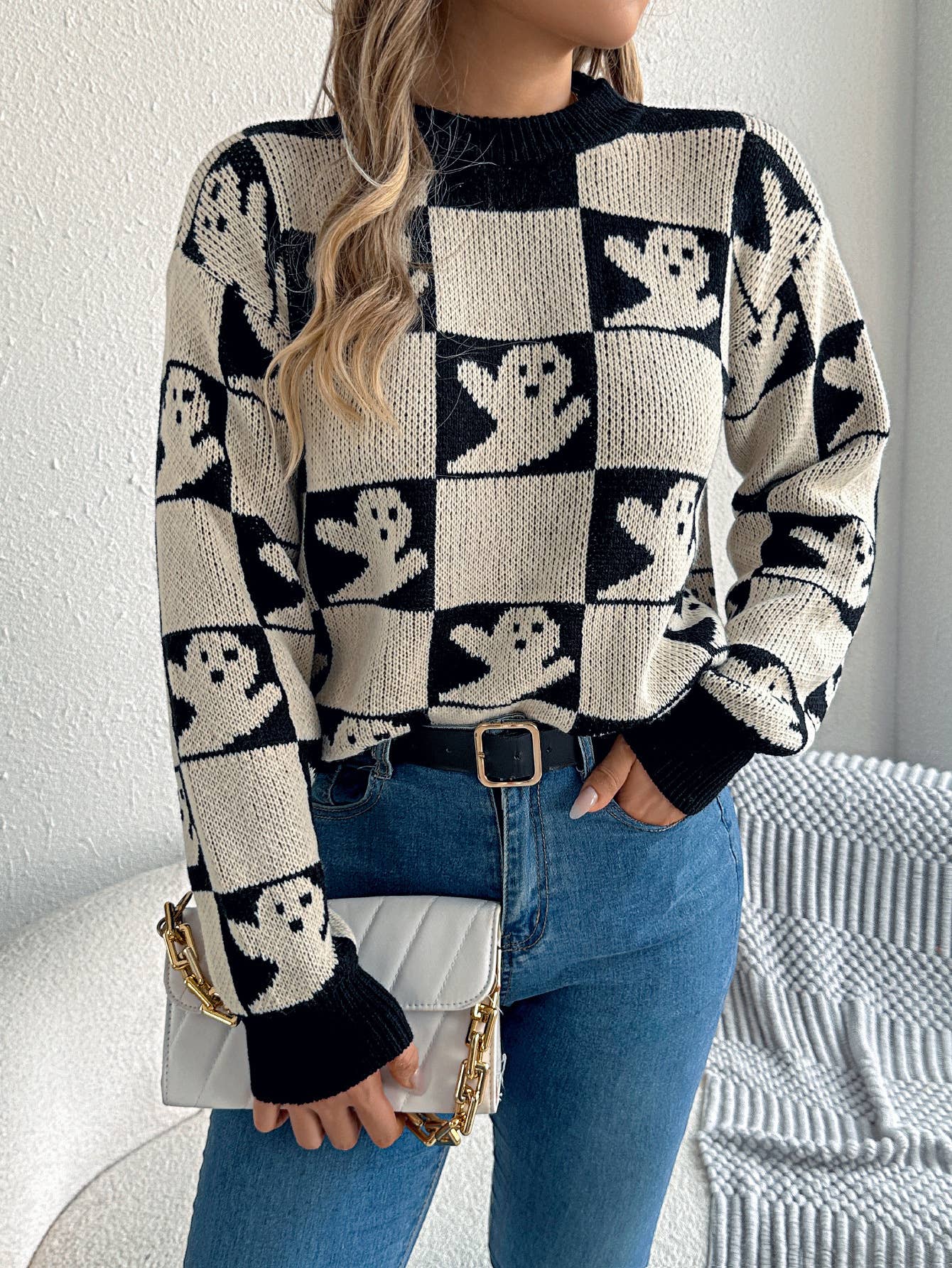 Checkered Ghost Sweater