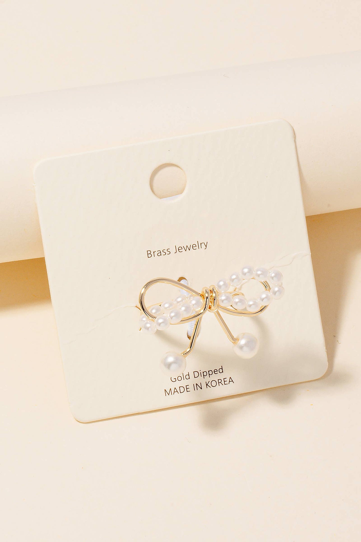 Pearl Studded Ribbon Bow Band Ring