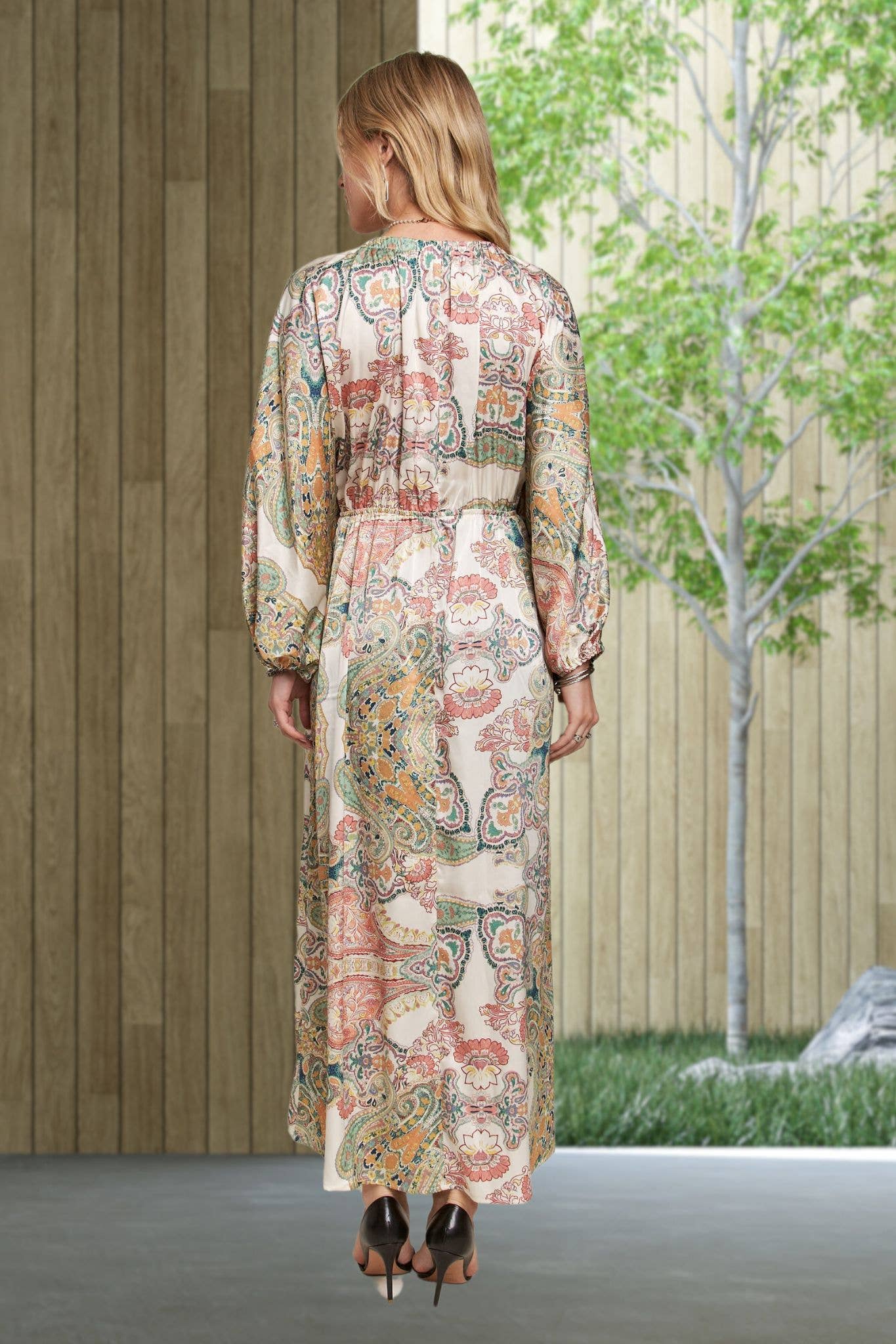 Batwing Boho Paisley Dress