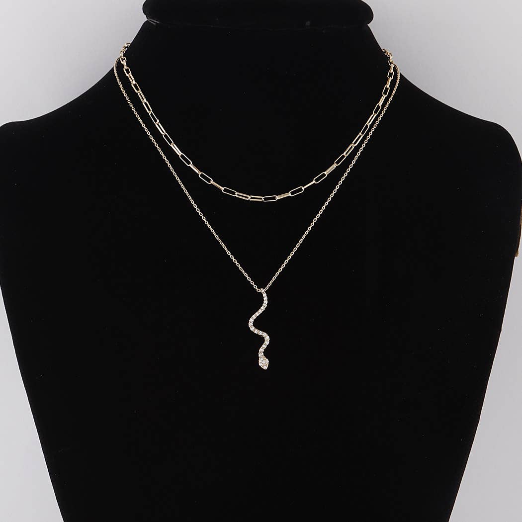 Jeweled Snake Pendant Necklace