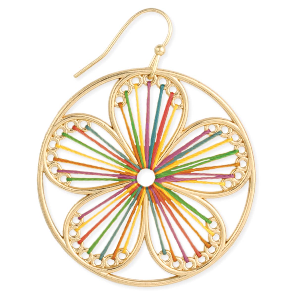Gold String Art Flower Earrings