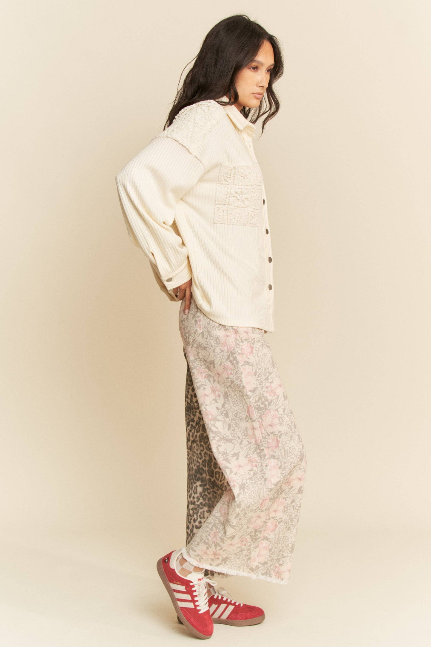 Plus Crochet Lace Button Up