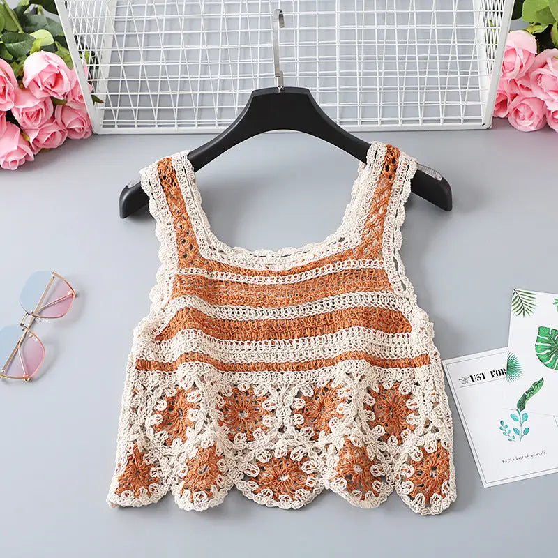 Vintage Floral Crochet Vest Top