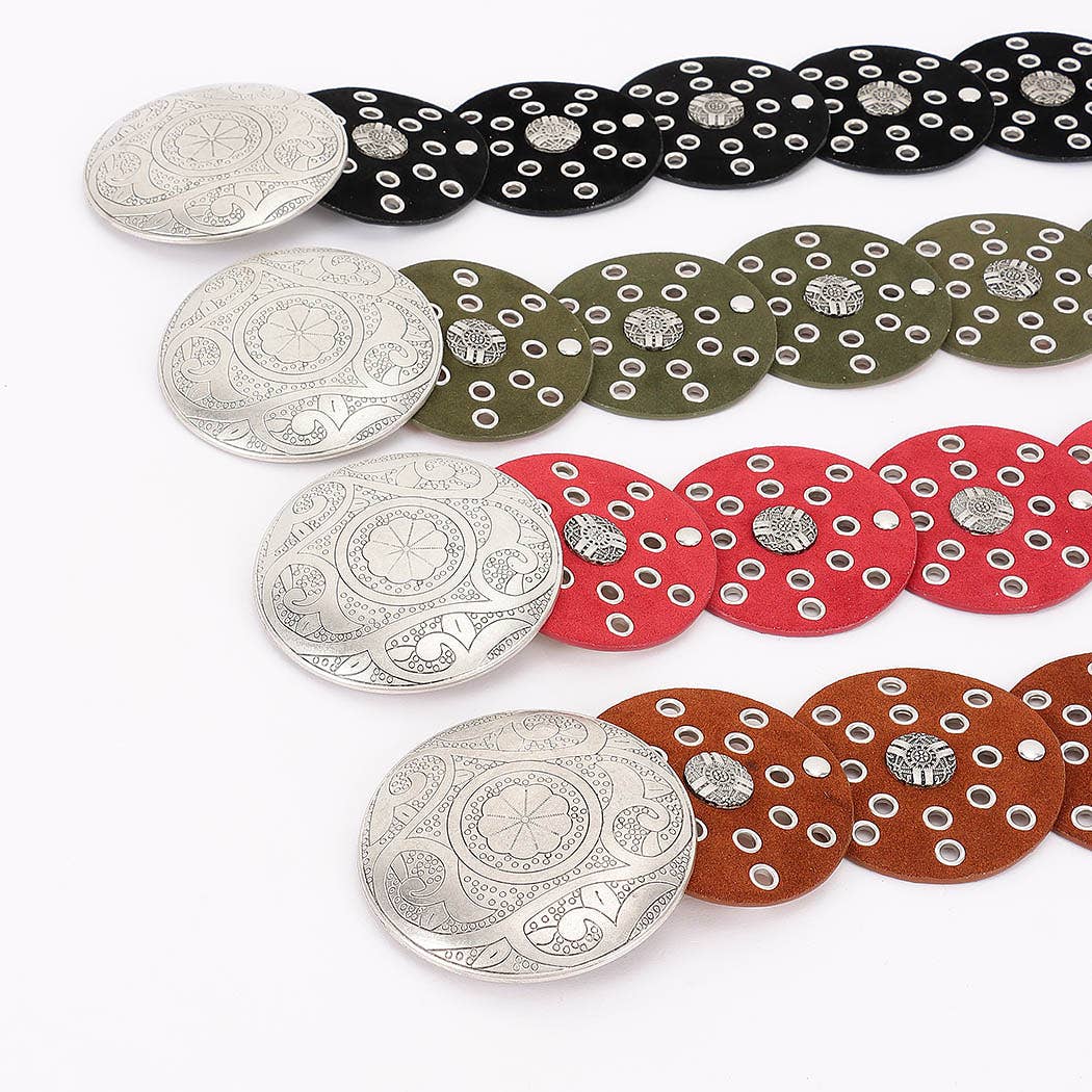 Faux Leather Disc Belt