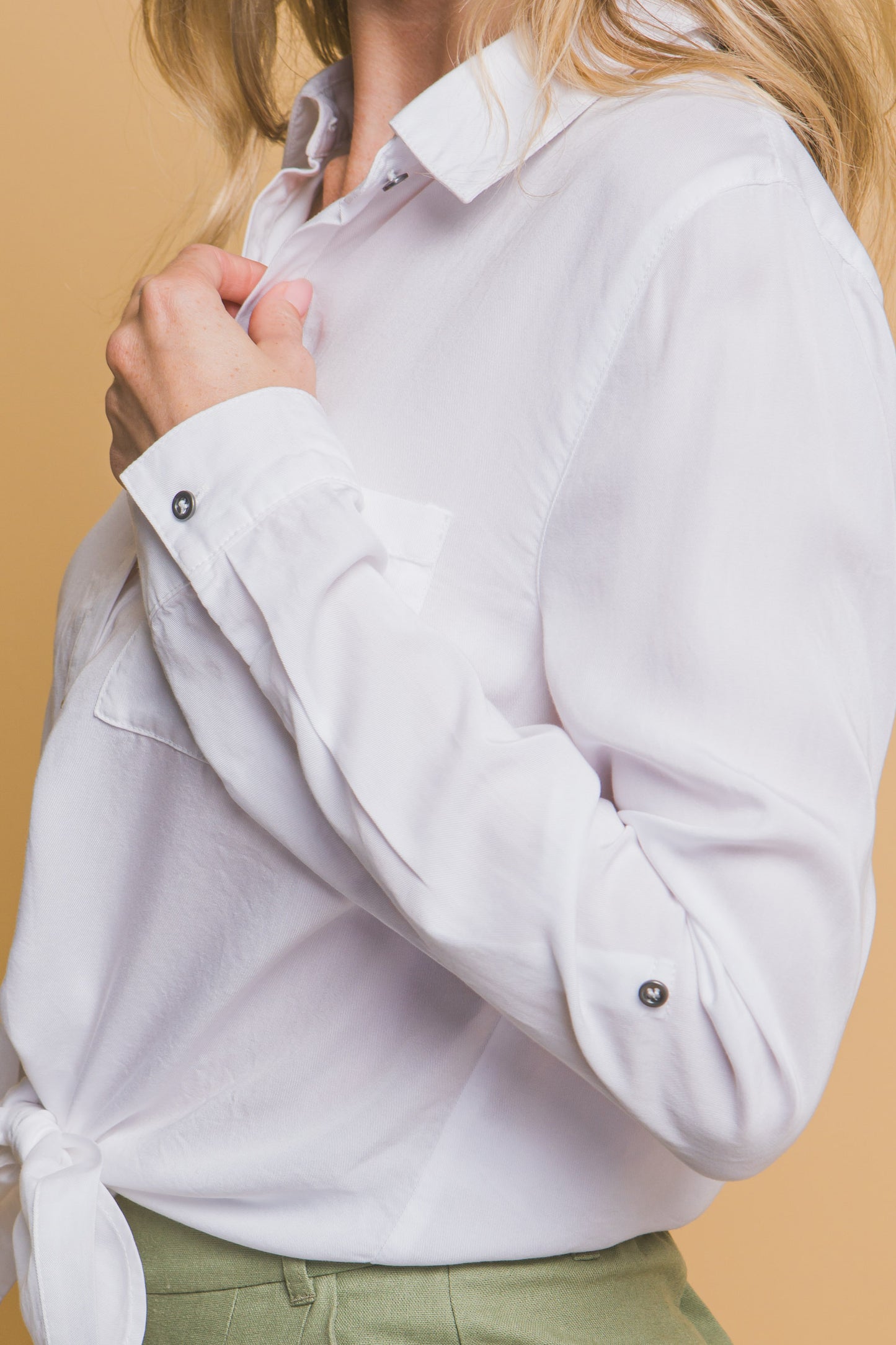 Tie Front Tencel Button Up