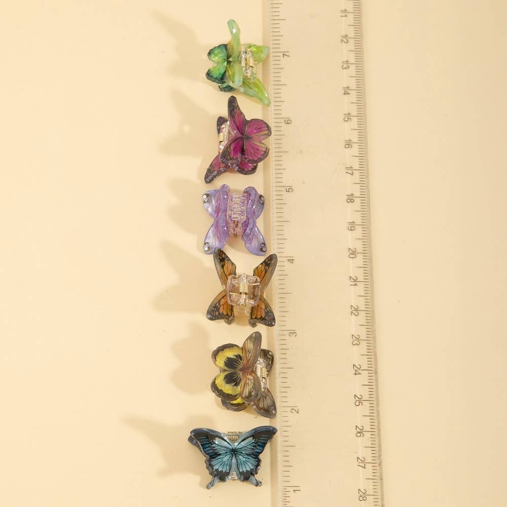 Twelve Piece Butterfly Mini Hair Clips