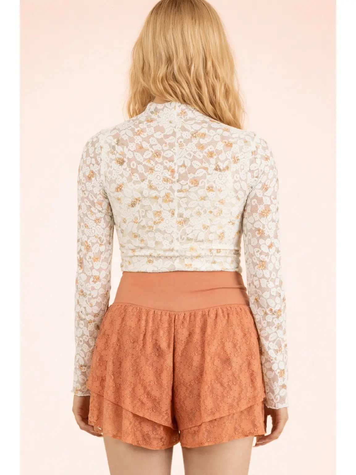 Sheer Mesh Lace Knit Top