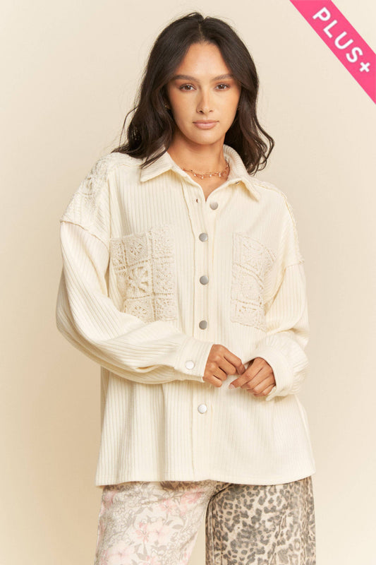 Plus Crochet Lace Button Up