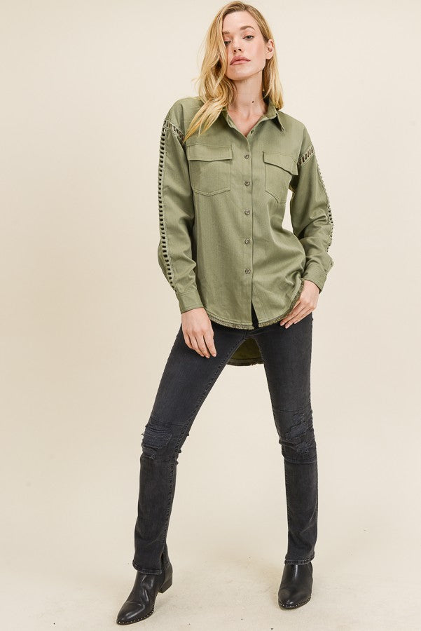 Button Down w/ Ladder Trim & Fringe