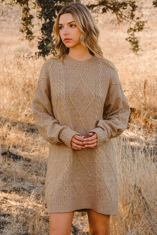 Cable Knit Loose Fit Sweater Dress