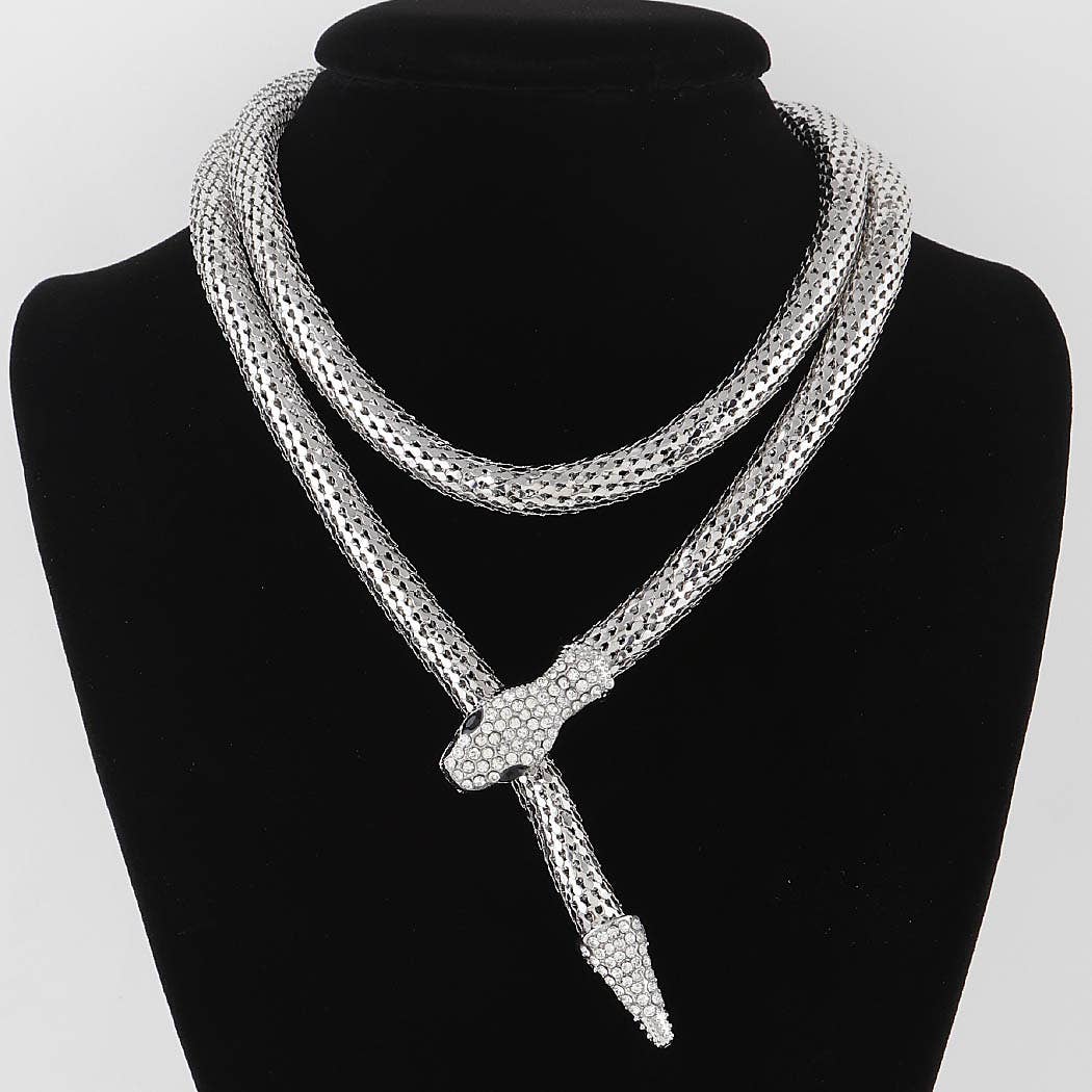 Jeweled Snake Wrap Necklace