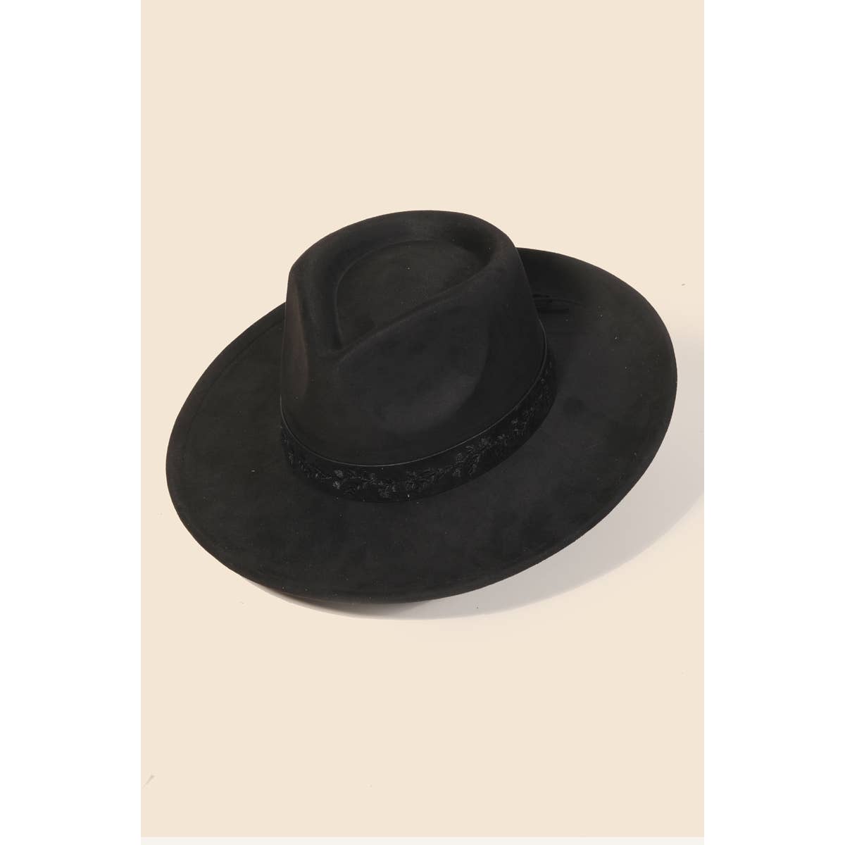 Embroidered Flower Strap Fedora