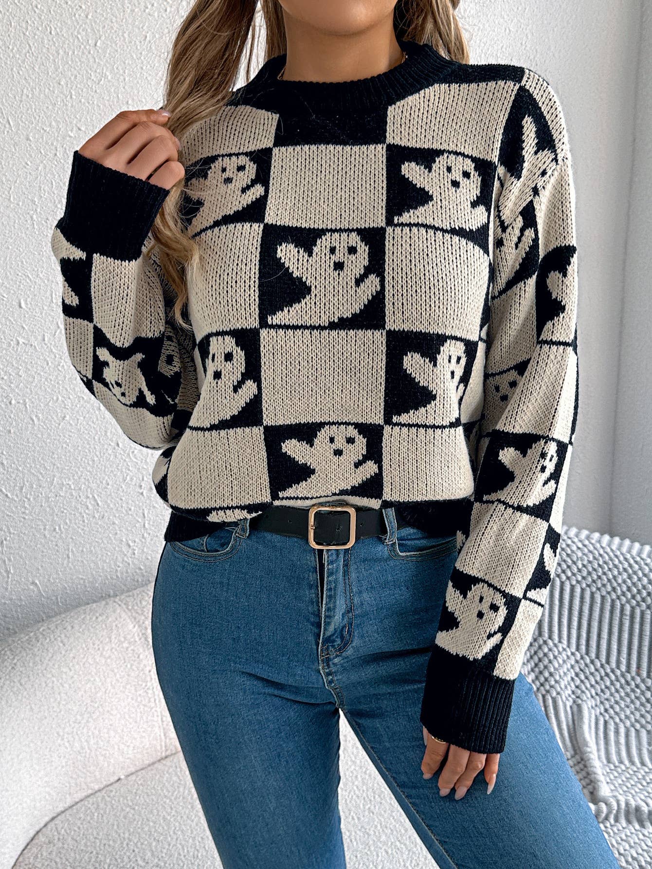 Checkered Ghost Sweater