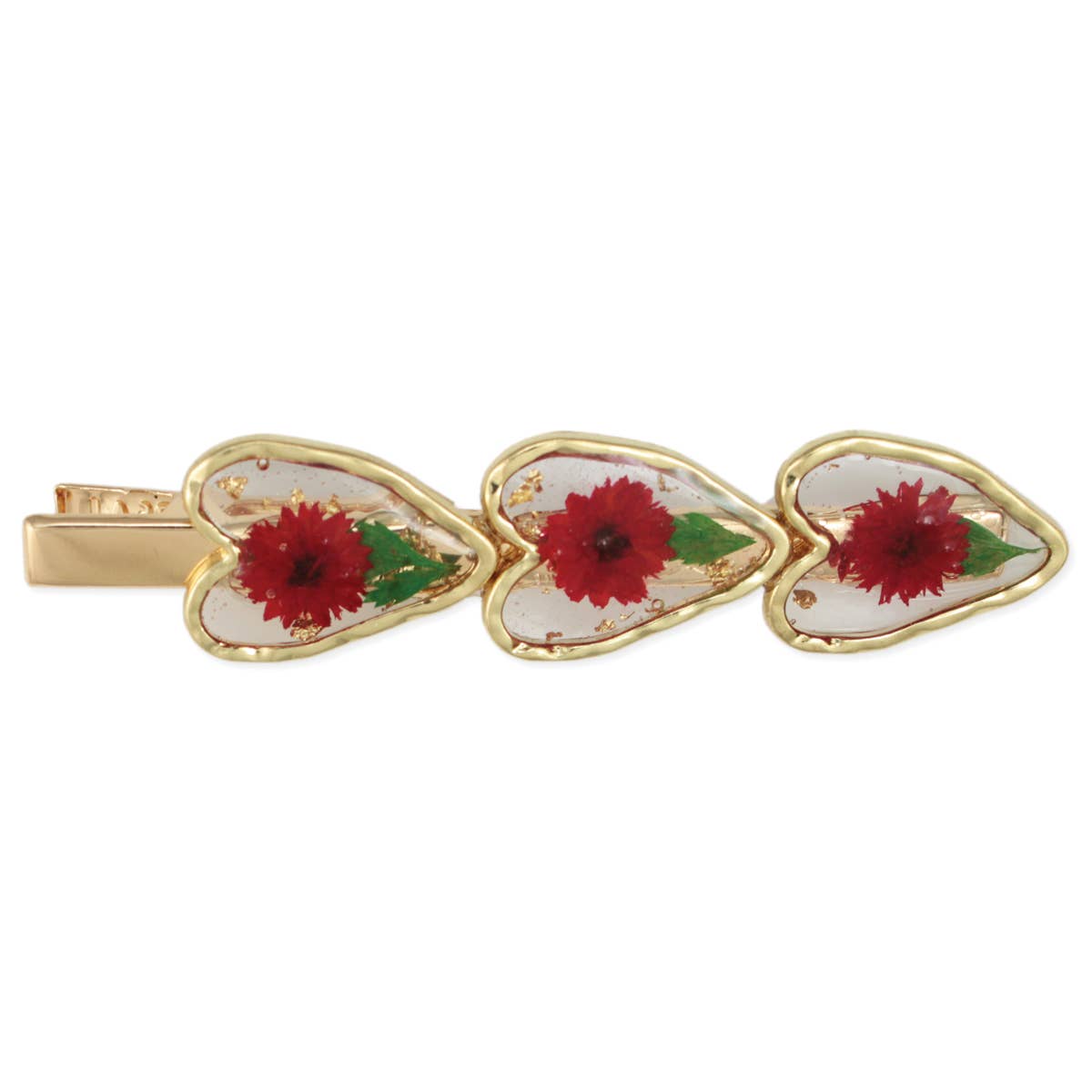 Cottage Classic Red Dried Flower Heart Bar Hairclip