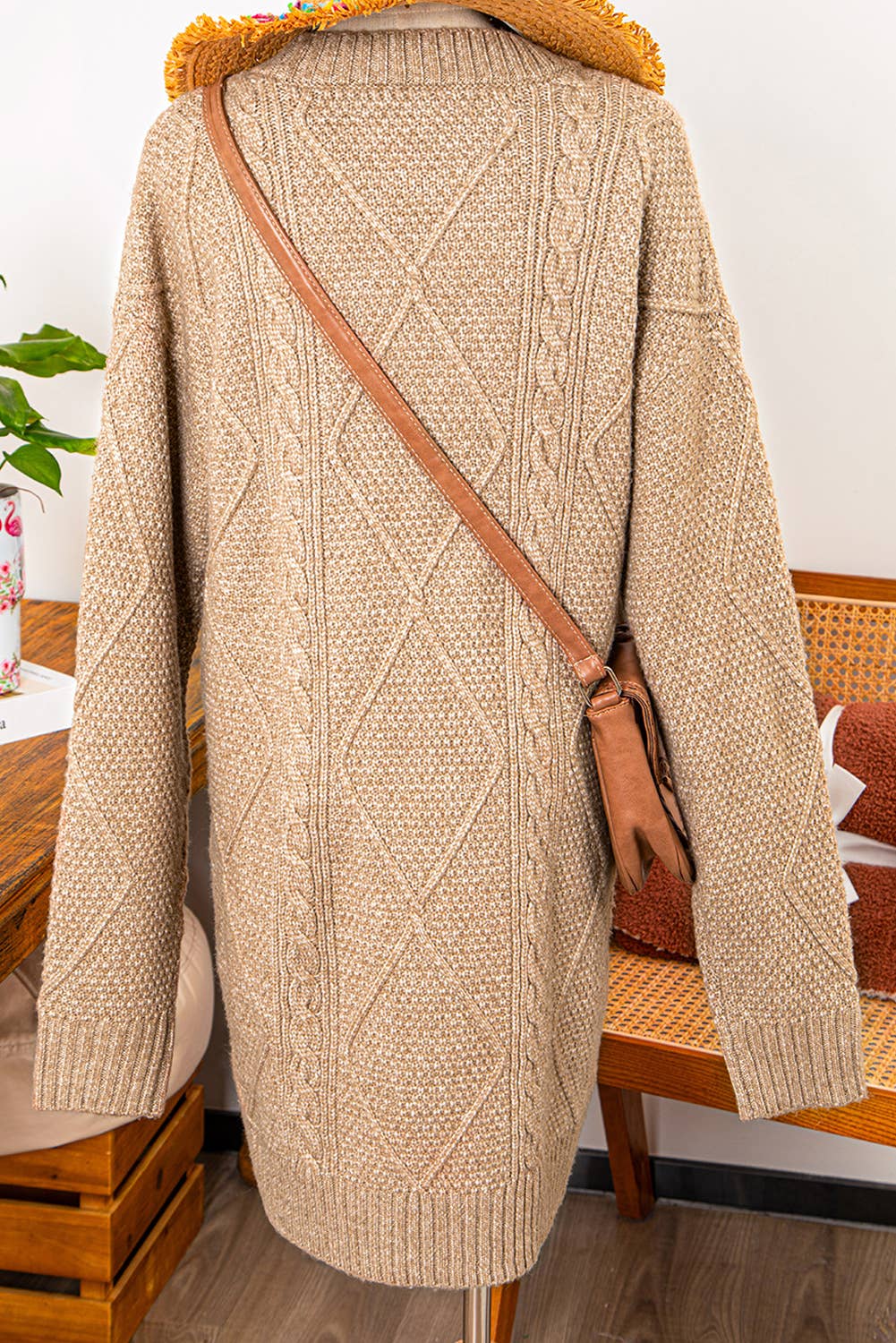 Cable Knit Loose Fit Sweater Dress