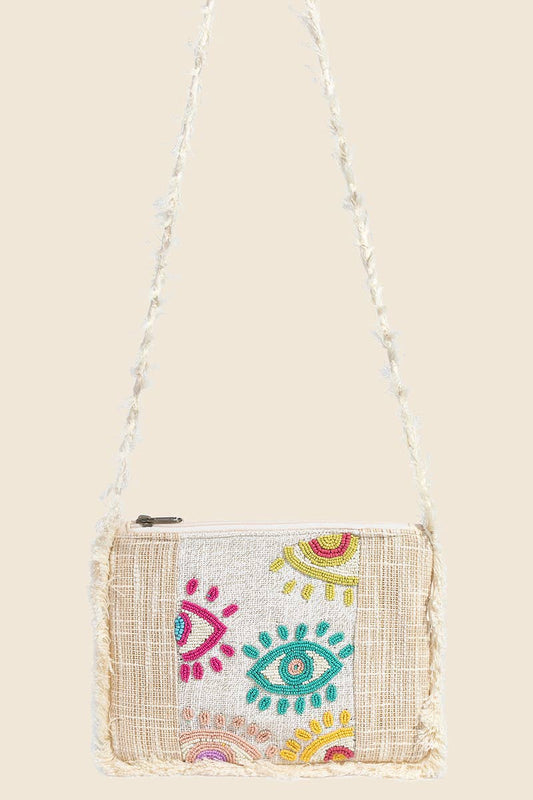 Seed Beaded Eye Pattern Hand Bag