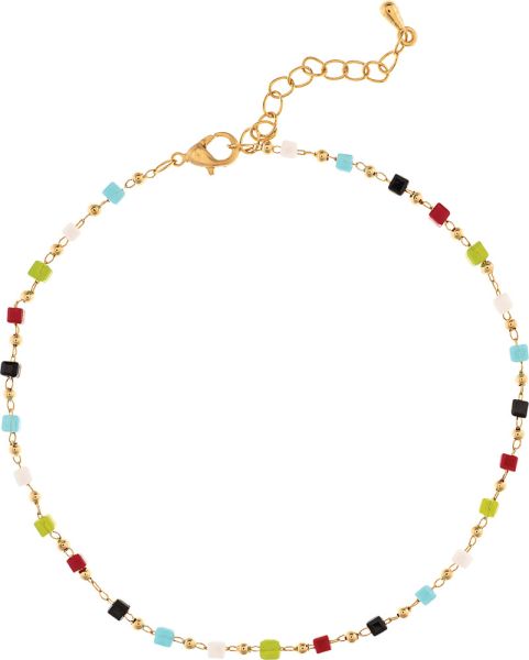 Tiny Cube Beaded Chain Anklet
